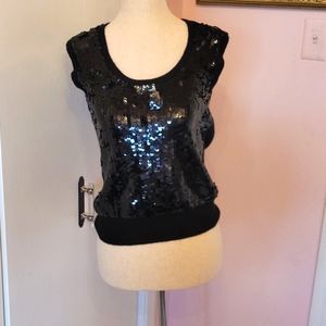 DKNY black sequin vest